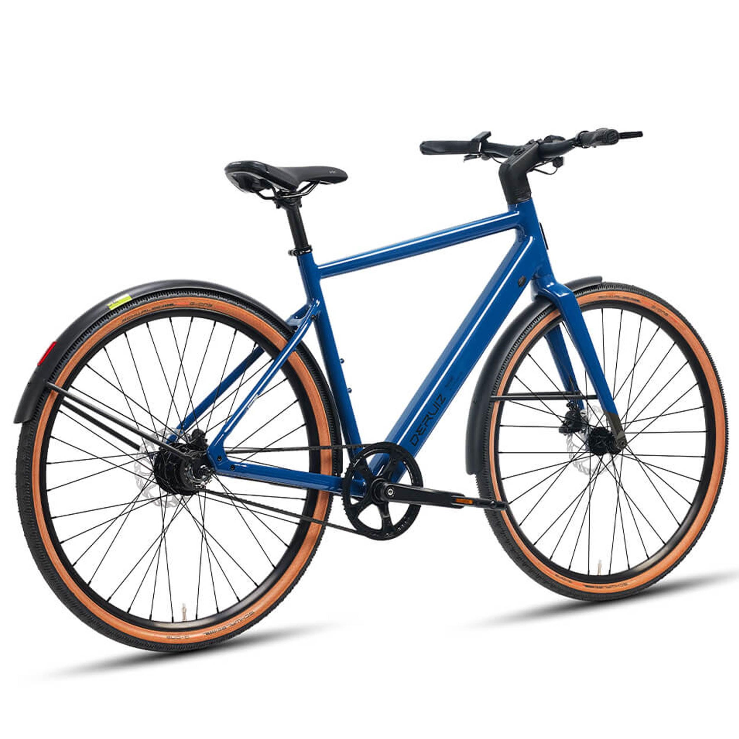 DERUIZ E-bike Turmali Diamant 52cm/58cm mit Bluetooth für Herren, 360Wh Citybike, 110km Reichweite, hydraulische Scheibenbremse, Diamant-Rahmen, blau - wheelyou24