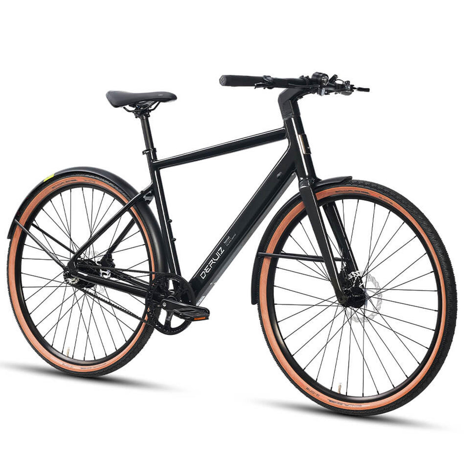 DERUIZ E-bike Turmali Diamant 52cm/58cm mit Bluetooth für Herren, 360Wh Citybike, 110km Reichweite, hydraulische Scheibenbremse, Diamant-Rahmen, schwarz - wheelyou24