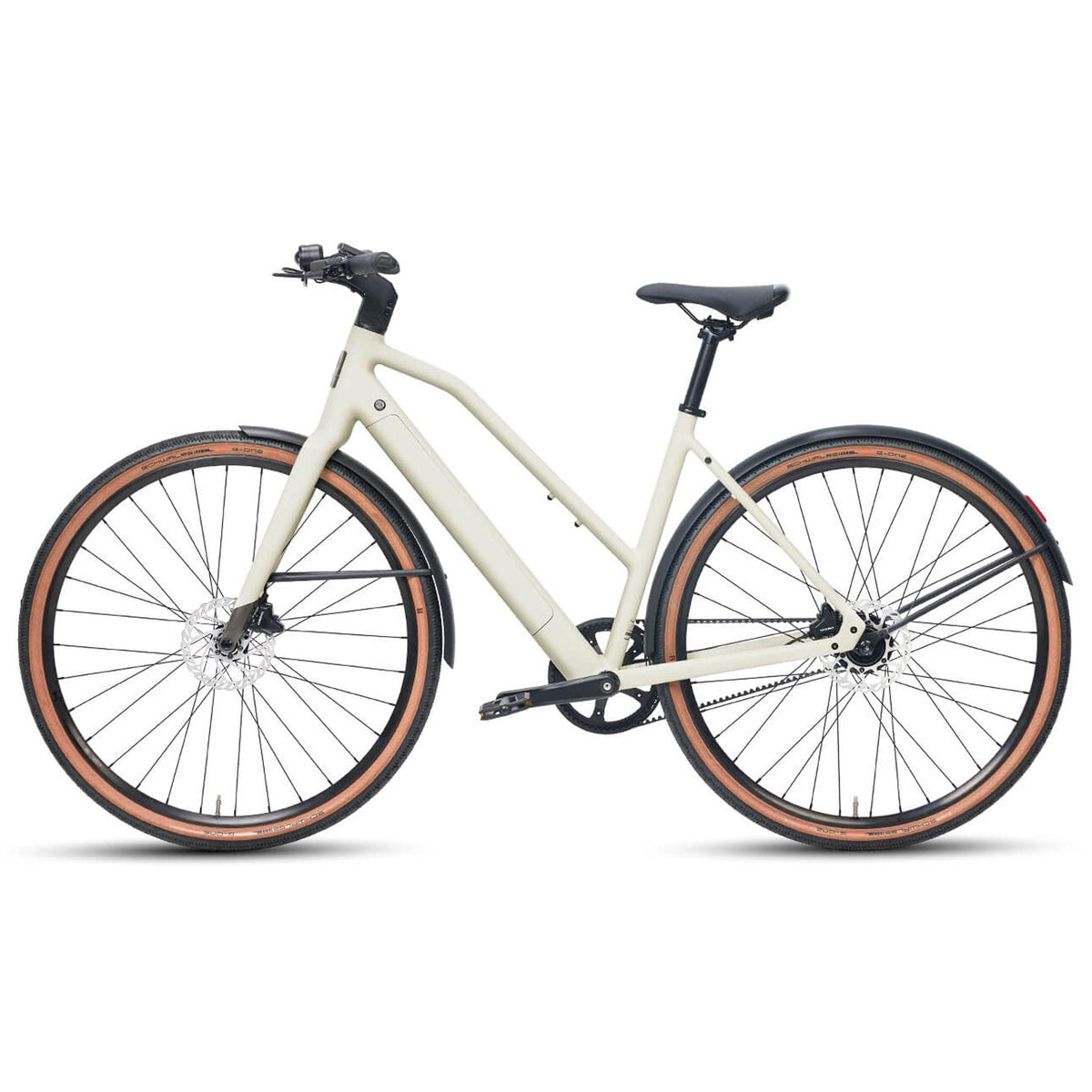 DERUIZ E-bike Turmali Trapez 48.5cm mit Bluetooth für Damen, 360Wh Citybike, 110km Reichweite, hydraulische Scheibenbremse, Trapez-Rahmen, beige - wheelyou24