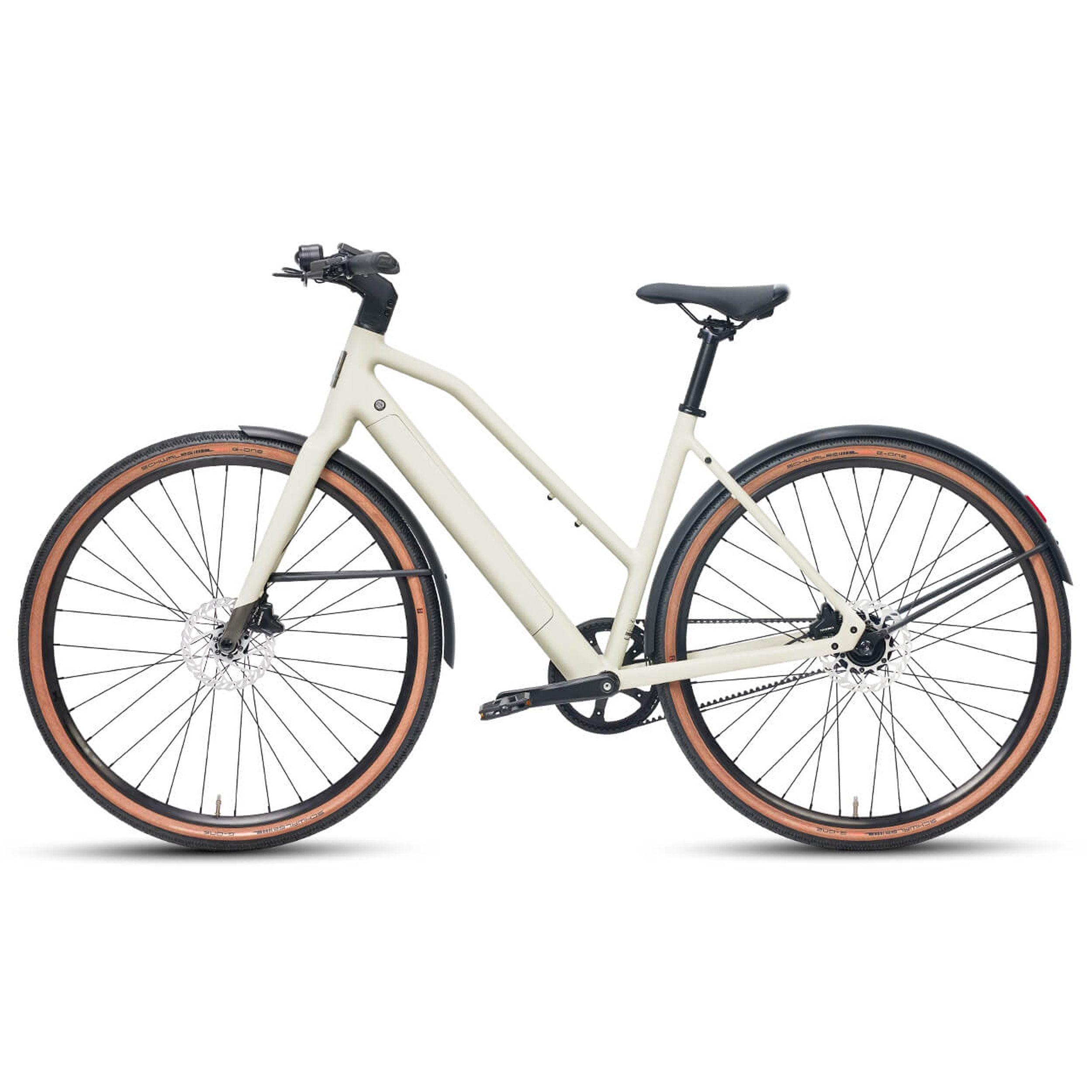 DERUIZ E-bike Turmali Trapez 48.5cm mit Bluetooth für Damen, 360Wh Citybike, 110km Reichweite, hydraulische Scheibenbremse, Trapez-Rahmen, beige - wheelyou24