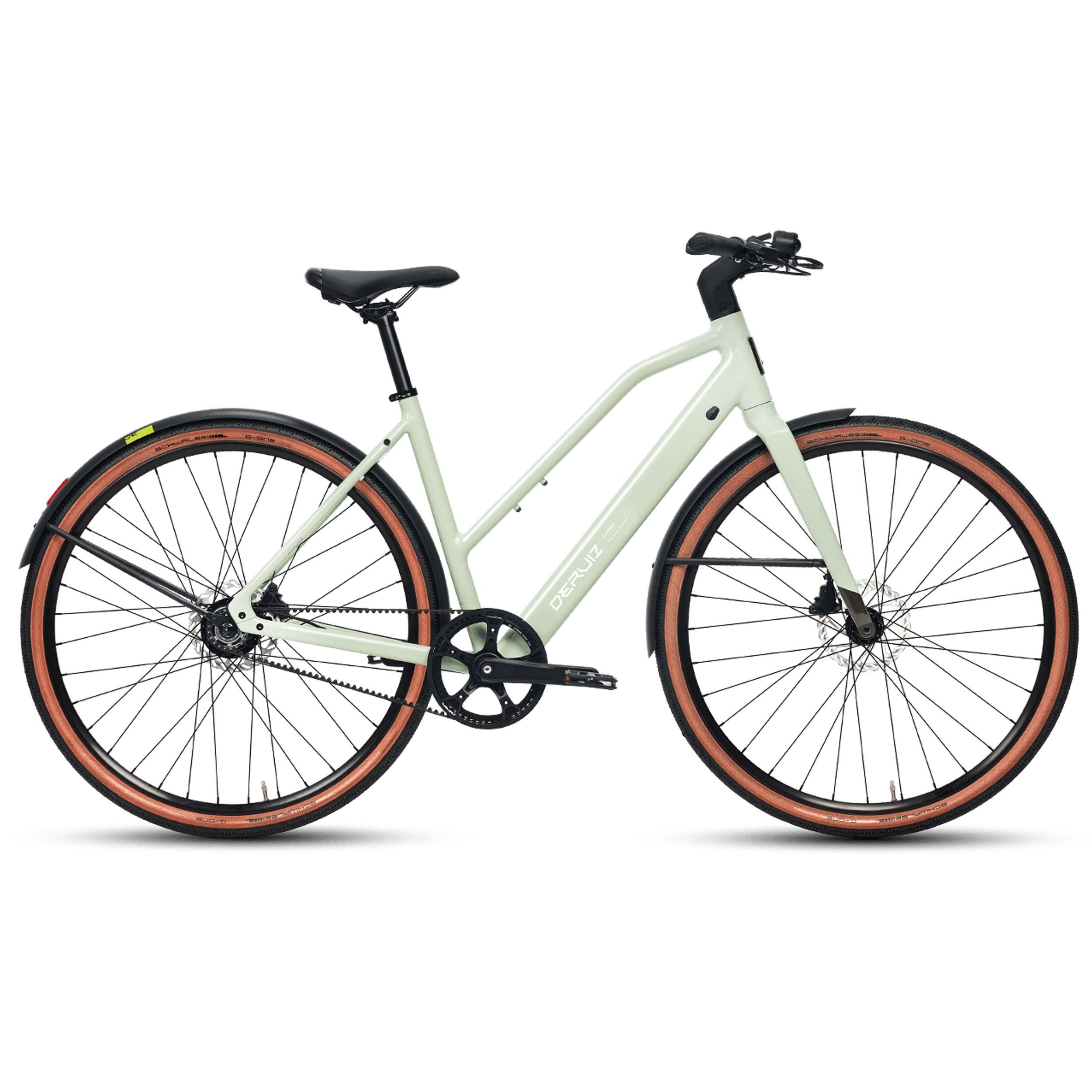 DERUIZ E-bike Turmali Trapez 48.5cm mit Bluetooth für Damen, 360Wh Citybike, 110km Reichweite, hydraulische Scheibenbremse, Trapez-Rahmen, mintgrün - wheelyou24