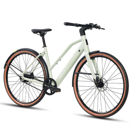 DERUIZ E-bike Turmali Trapez 48.5cm mit Bluetooth für Damen, 360Wh Citybike, 110km Reichweite, hydraulische Scheibenbremse, Trapez-Rahmen, mintgrün - wheelyou24