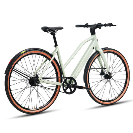 DERUIZ E-bike Turmali Trapez 48.5cm mit Bluetooth für Damen, 360Wh Citybike, 110km Reichweite, hydraulische Scheibenbremse, Trapez-Rahmen, mintgrün - wheelyou24