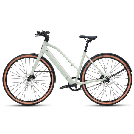 DERUIZ E-bike Turmali Trapez 48.5cm mit Bluetooth für Damen, 360Wh Citybike, 110km Reichweite, hydraulische Scheibenbremse, Trapez-Rahmen, mintgrün - wheelyou24