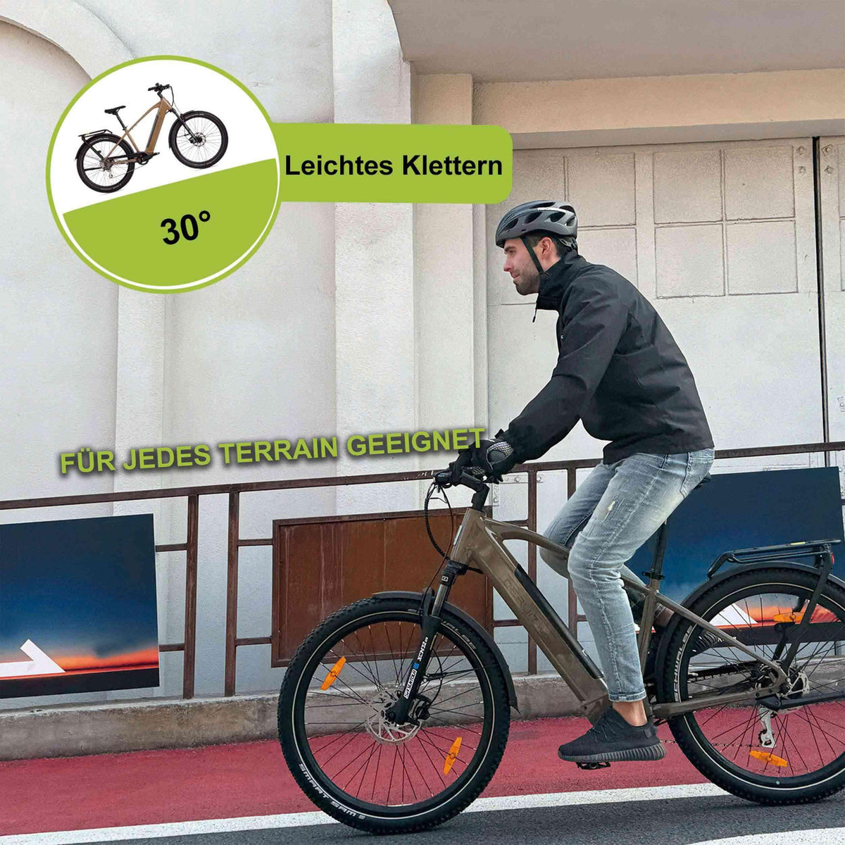 DERUIZ E-bike MarbleSUV 27,5 Zoll mit Bluetooth für Damen und Herren, 644Wh Trekkingbike, 8 Gang Shimano Schaltwerk, Diamant-Rahmen, braun - wheelyou24
