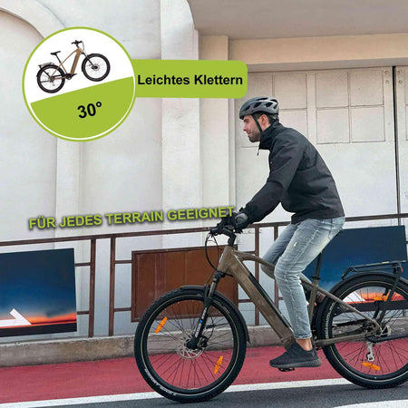 DERUIZ E-bike MarbleSUV 27,5 Zoll mit Bluetooth für Damen und Herren, 644Wh Trekkingbike, 8 Gang Shimano Schaltwerk, Diamant-Rahmen, braun - wheelyou24