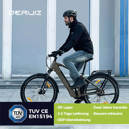 DERUIZ E-bike MarbleSUV 27,5 Zoll mit Bluetooth für Damen und Herren, 644Wh Trekkingbike, 8 Gang Shimano Schaltwerk, Diamant-Rahmen, braun - wheelyou24