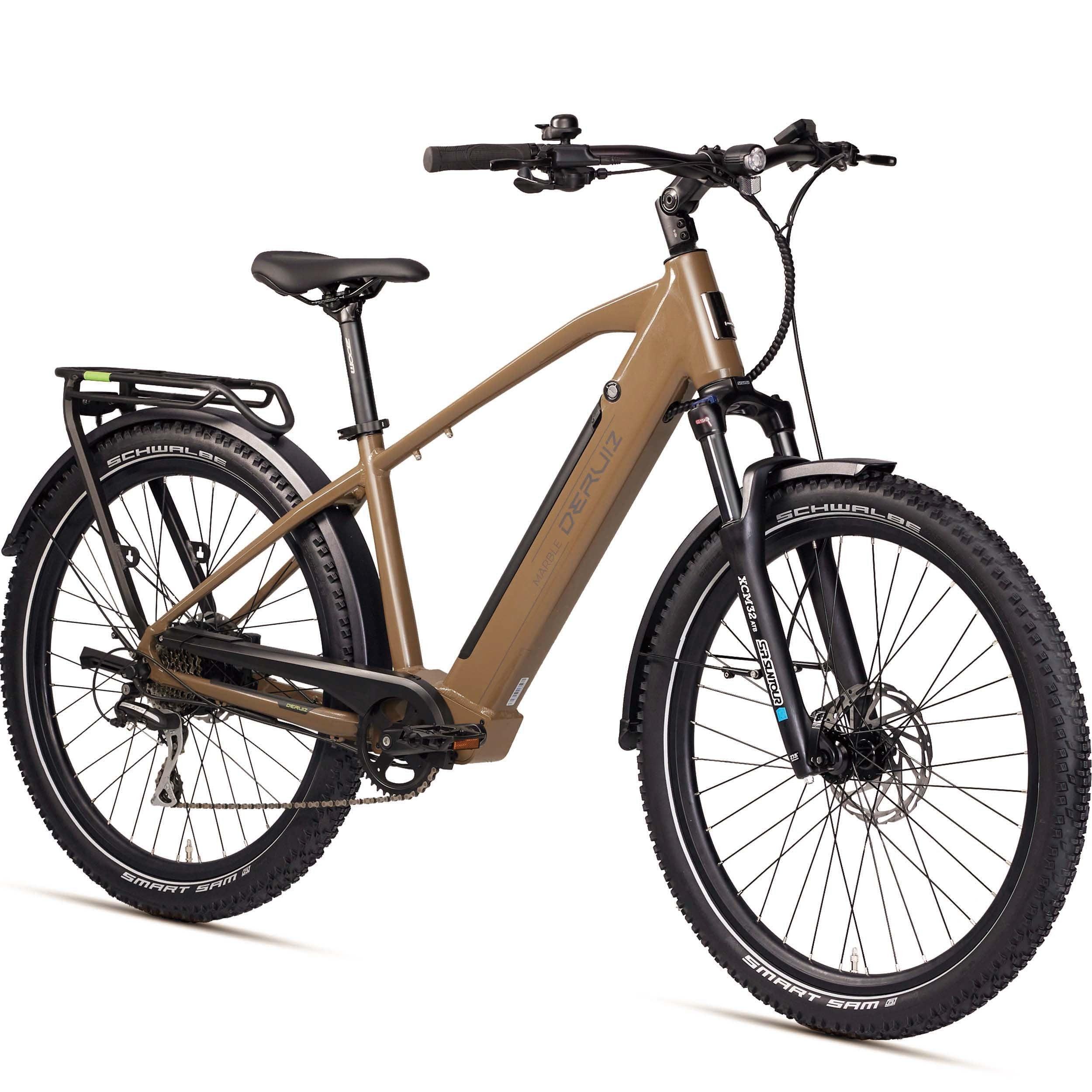 DERUIZ E-bike MarbleSUV 27,5 Zoll mit Bluetooth für Damen und Herren, 644Wh Trekkingbike, 8 Gang Shimano Schaltwerk, Diamant-Rahmen, braun - wheelyou24