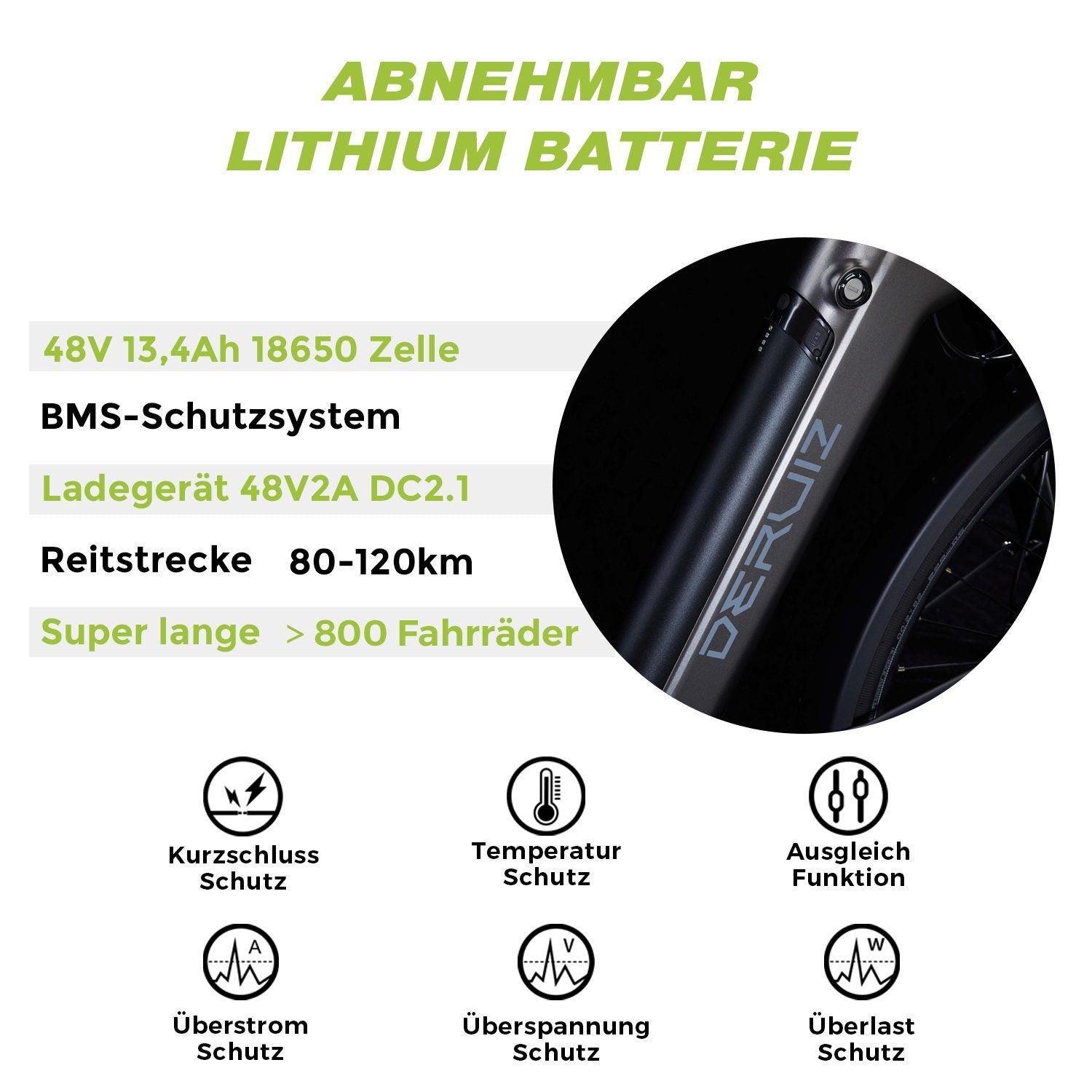 DERUIZ E-Bike MICA-G 28 Zoll mit Bluetooth für Damen Herren, 644Wh Trekkingbike, 9 Gang Shimano Schaltwerk, Tiefeinsteiger-Rahmen, Mittelmotor, grau - wheelyou24