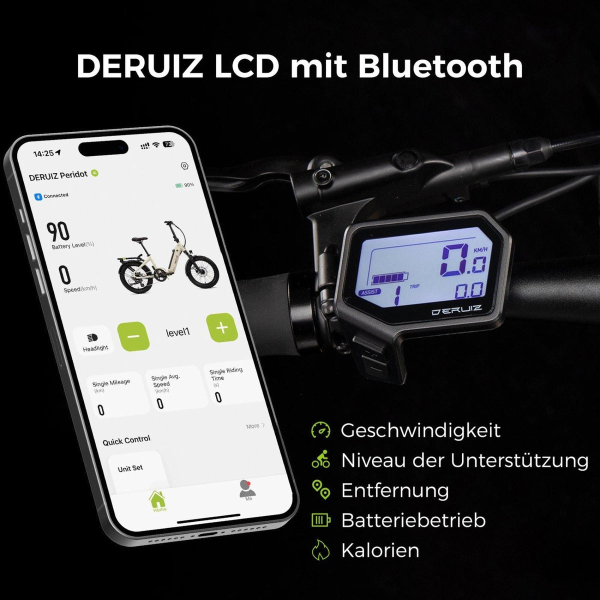 DERUIZ E-Bike Peridot 20 Zoll mit Bluetooth für Damen Herren, 500Wh Foldingbike, 8 Gang Shimano Schaltwerk, Tiefeinsteiger-Rahmen, klappbar, blau - wheelyou24