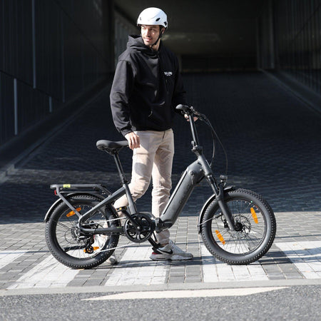 DERUIZ E-Bike Peridot 20 Zoll mit Bluetooth für Damen Herren, 500Wh Foldingbike, 8 Gang Shimano Schaltwerk, Tiefeinsteiger-Rahmen, klappbar, grau - wheelyou24