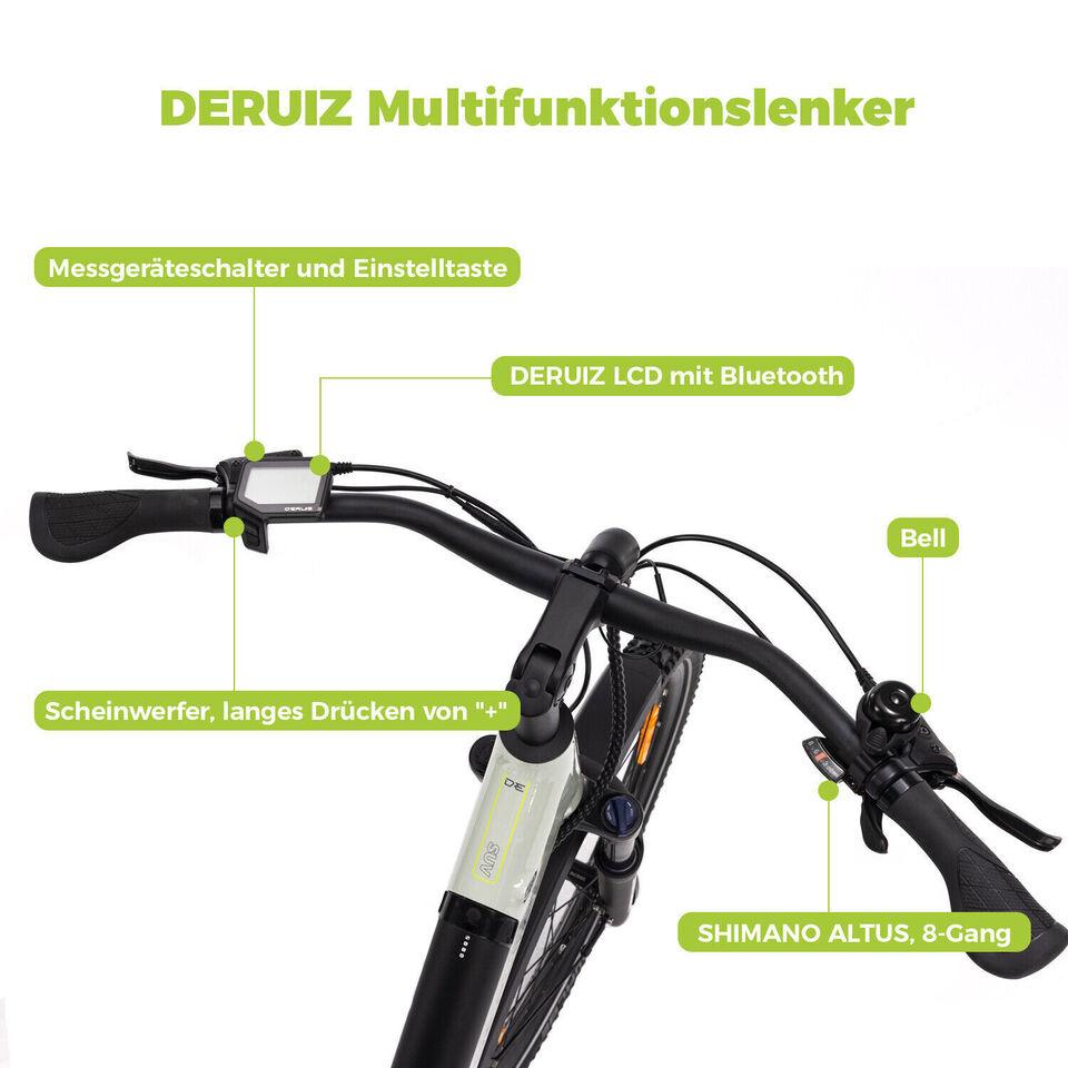 DERUIZ E-bike QuartzSUV 27,5 Zoll für Damen und Herren, MTB Reifen, 8 Gang Shimano Schaltwerk, Tiefeinsteiger-Rahmen, Hinterradmotor, grün - wheelyou24