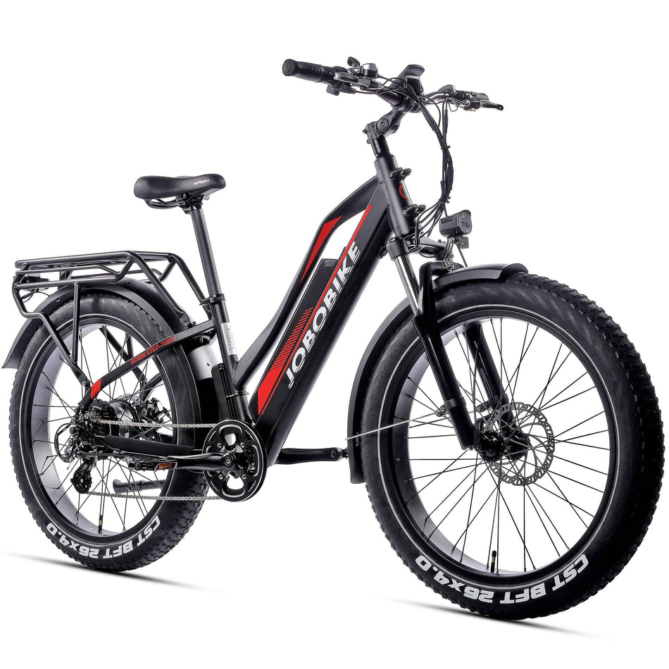 JOBOBIKE E-Bike Jobo Robin 26 Zoll, 700Wh MTB, 7 Gang Shimano Schaltwerk, Tiefeinsteiger-Rahmen, Bafang Heckmotor, schwarz - wheelyou24