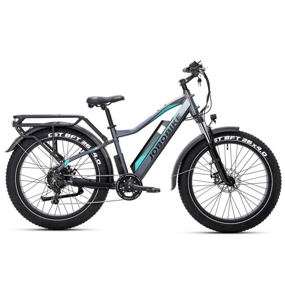 JOBOBIKE E-Bike Jobo Robin 26 Zoll, 700Wh MTB, 7 Gang Shimano Schaltwerk, Diamant-Rahmen, Bafang Heckmotor, grau - wheelyou24