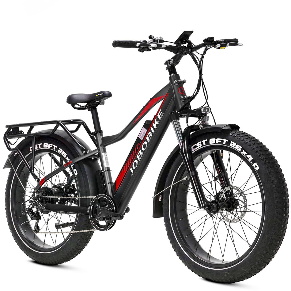 JOBOBIKE E-Bike Jobo Robin 26 Zoll, 700Wh MTB, 7 Gang Shimano Schaltwerk, Diamant-Rahmen, Bafang Heckmotor, schwarz - wheelyou24