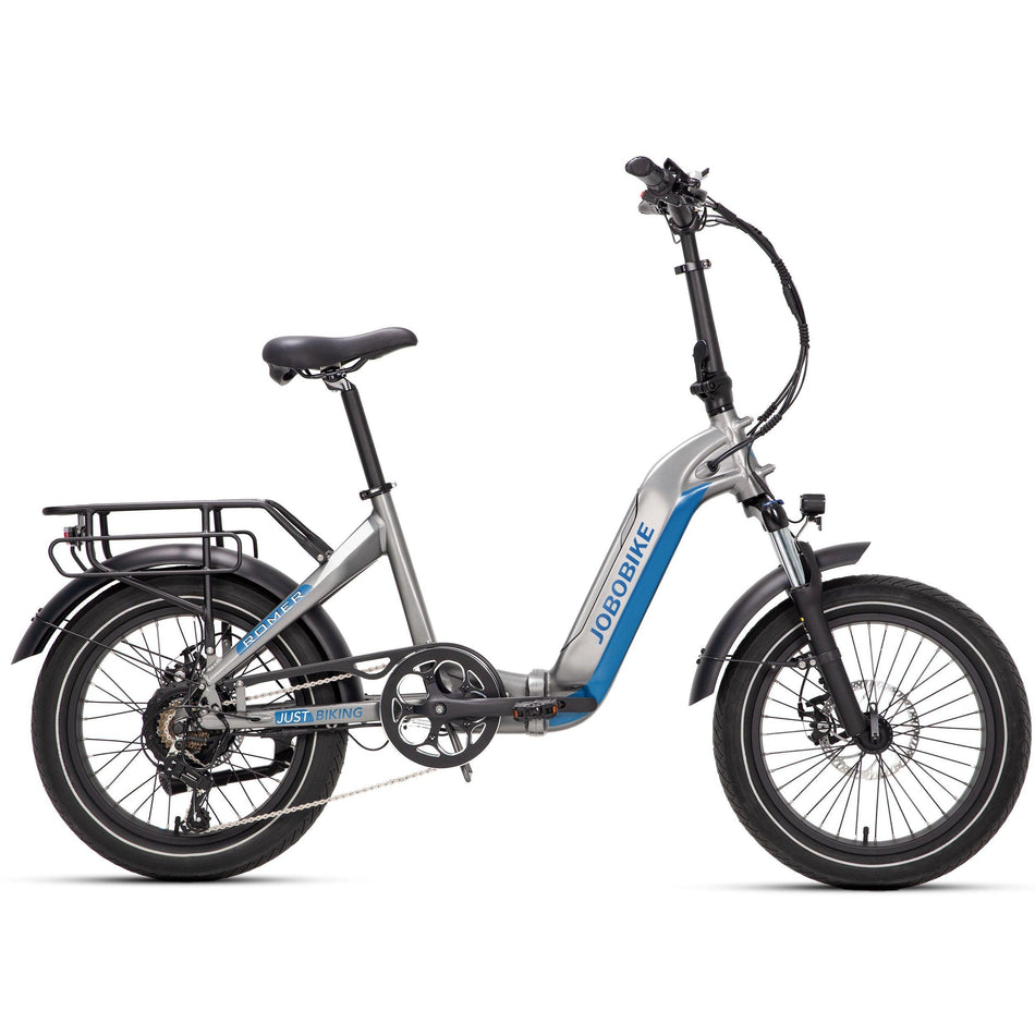 JOBOBIKE E-Bike Jobo Romer 20 Zoll, 720Wh Foldingbike, 7 Gang Shimano Schaltwerk, Tiefeinsteiger-Rahmen, Breitreifen, klappbar, grau - wheelyou24
