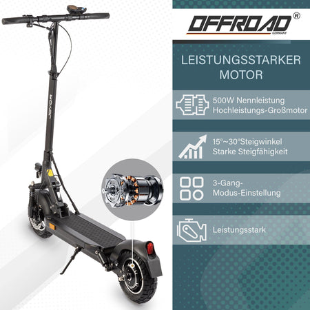 Joyor Offroad E-Scooter Y8-S, Gelände-Elektroroller, 500W Motor, 3-Gang-Einstellung, bis zu 60km Reichweite, schwarz - wheelyou24
