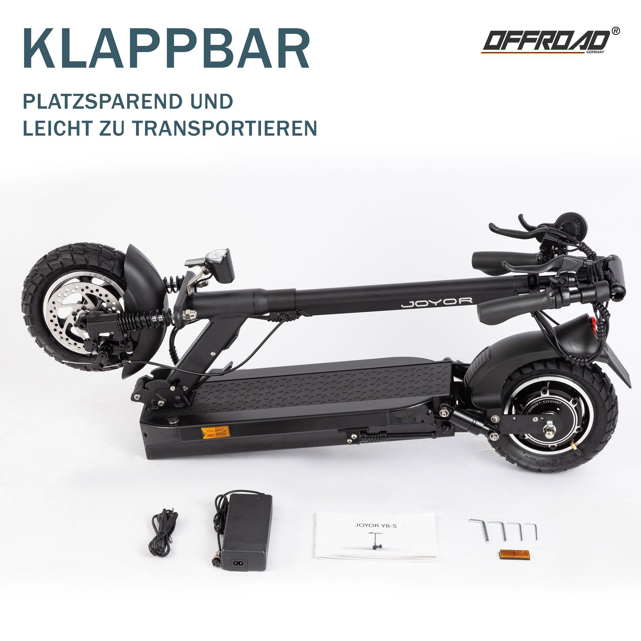 Joyor Offroad E-Scooter Y8-S, Gelände-Elektroroller, 500W Motor, 3-Gang-Einstellung, bis zu 60km Reichweite, schwarz - wheelyou24