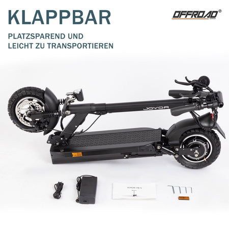 Joyor Offroad E-Scooter Y8-S, Gelände-Elektroroller, 500W Motor, 3-Gang-Einstellung, bis zu 60km Reichweite, schwarz - wheelyou24