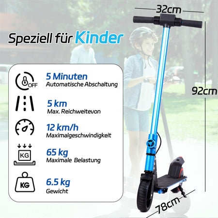 Vankel S32 Cityroller 6.5 Zoll faltbarer Elektroroller für 6-12 Jahren, 150W Motor, bis zu 8km Reichweite, leichter Elektroroller mit EBS, blau - wheelyou24