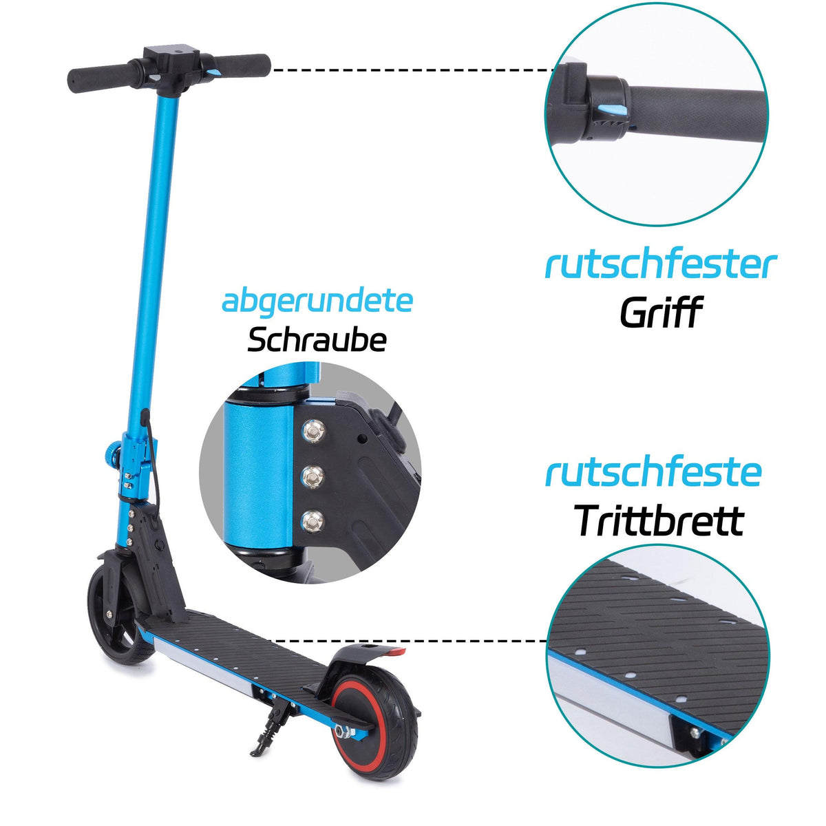 Vankel S32 Cityroller 6.5 Zoll faltbarer Elektroroller für 6-12 Jahren, 150W Motor, bis zu 8km Reichweite, leichter Elektroroller mit EBS, blau - wheelyou24