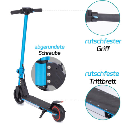 Vankel S32 Cityroller 6.5 Zoll faltbarer Elektroroller für 6-12 Jahren, 150W Motor, bis zu 8km Reichweite, leichter Elektroroller mit EBS, blau - wheelyou24