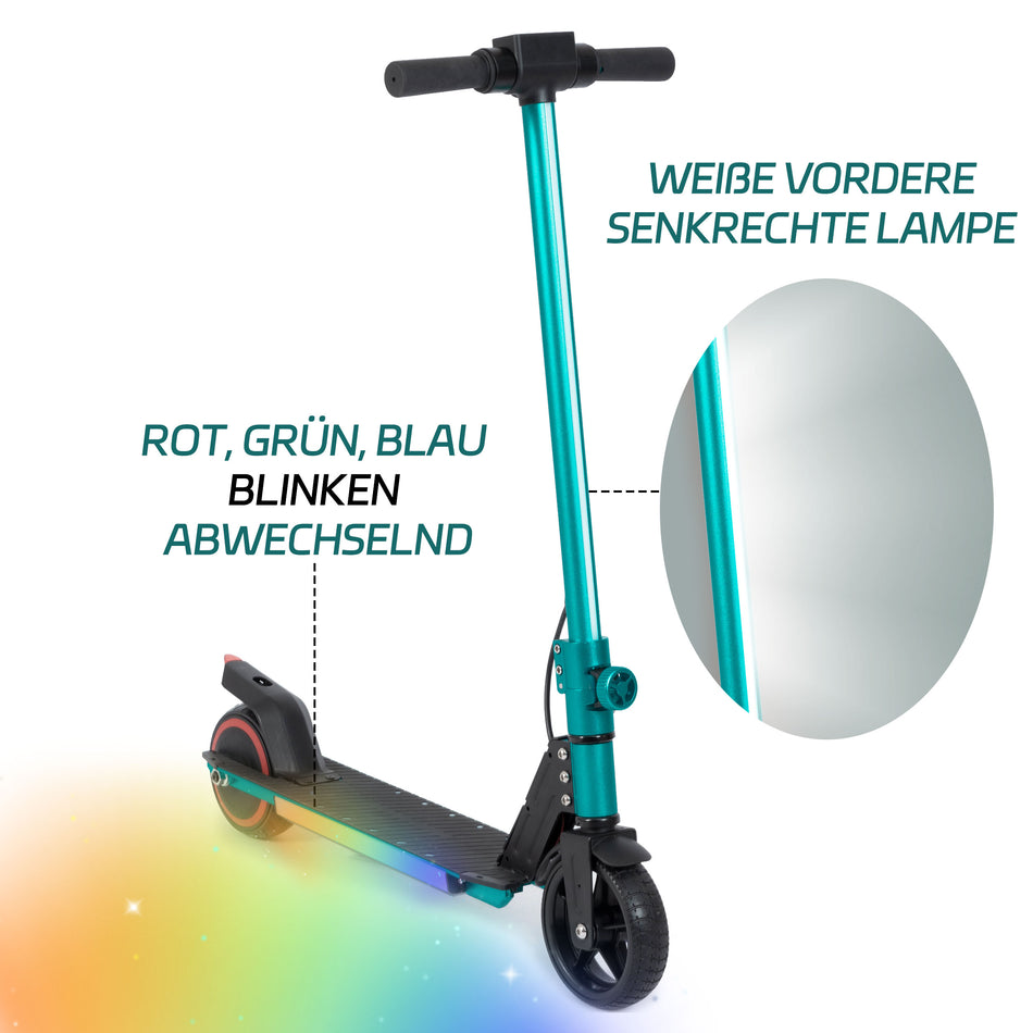 Vankel S32 Cityroller 6.5 Zoll faltbarer Elektroroller für 6-12 Jahren, 150W Motor, bis zu 8km Reichweite, leichter Elektroroller mit EBS, grün - wheelyou24