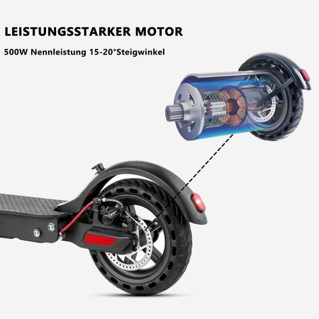 ZWHEEL E-Scooter E9T 10 Zoll Elektroroller 120kg Tragkraft, 20 km/h, 500W Motor, klappbar, schwarz - wheelyou24