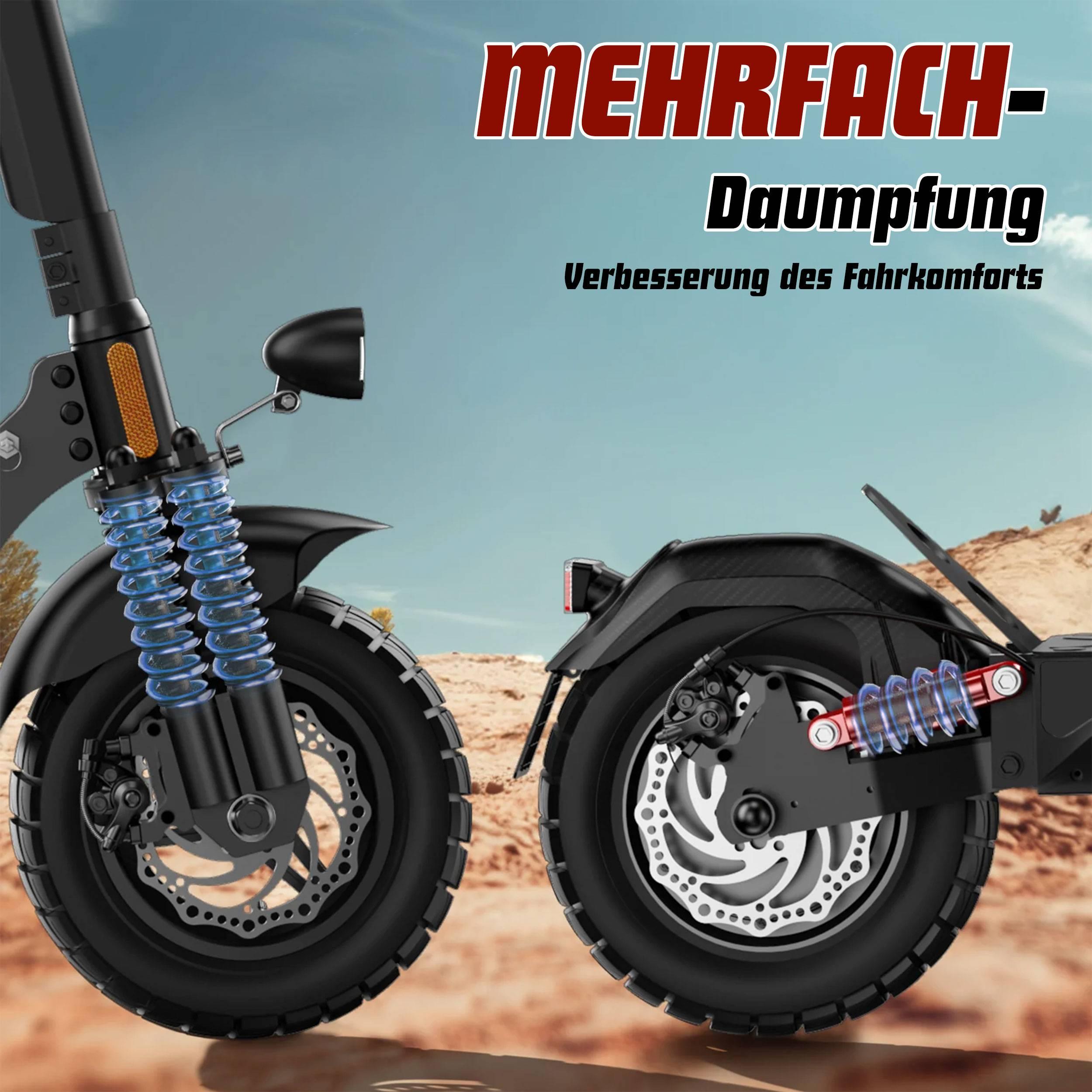 ZWHEEL Offroad E-Scooter T4 10 Zoll mit mit Straßenzulassung ABE, 500W Motor, Max 50 km Reichweite, klappbar, schwarz - wheelyou24