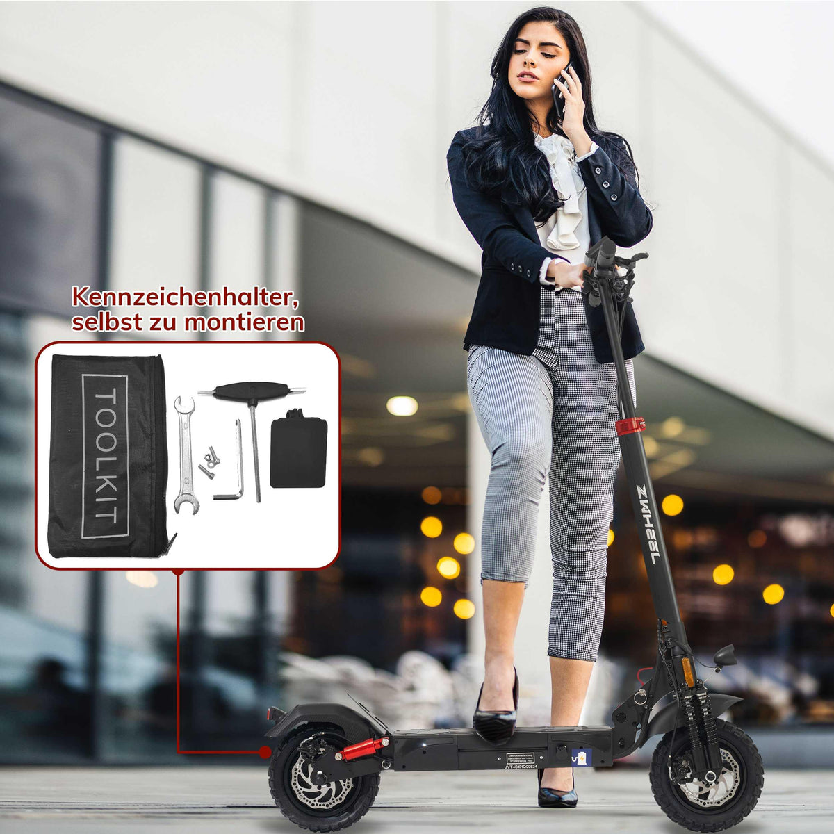 ZWHEEL Offroad E-Scooter T4 10 Zoll mit mit Straßenzulassung ABE, 500W Motor, Max 50 km Reichweite, klappbar, schwarz - wheelyou24
