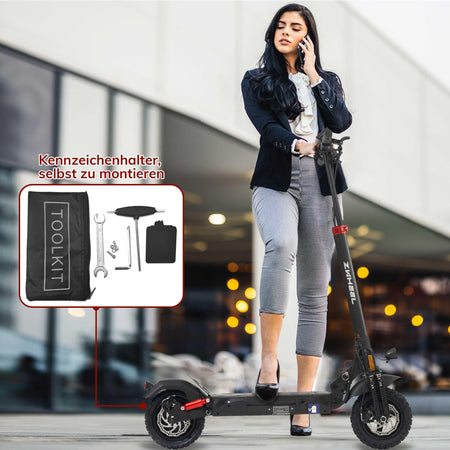 ZWHEEL Offroad E-Scooter T4 10 Zoll mit mit Straßenzulassung ABE, 500W Motor, Max 50 km Reichweite, klappbar, schwarz - wheelyou24