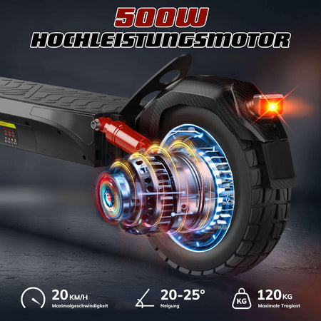 ZWHEEL Offroad E-Scooter T4 10 Zoll mit mit Straßenzulassung ABE, 500W Motor, Max 50 km Reichweite, klappbar, schwarz - wheelyou24